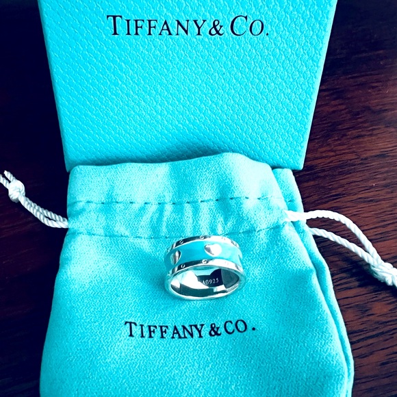 Tiffany & Co Blue Enamel Heart Ring - Picture 5 of 5